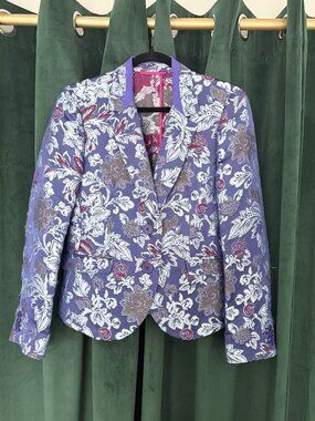 ETRO Milano Floral Jacquard Blazer Purple Paisley Jacket IT 46 (US M/L) Italy